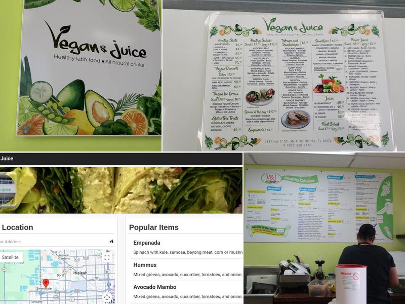 Vegan and Juice Menu