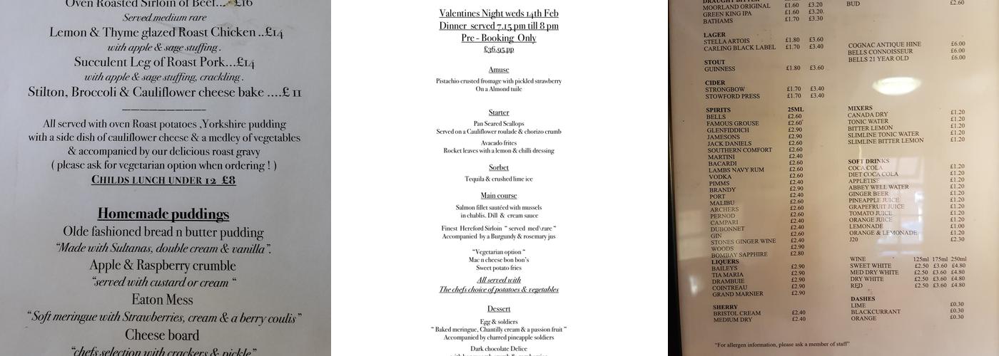 Huntsman Inn Menu