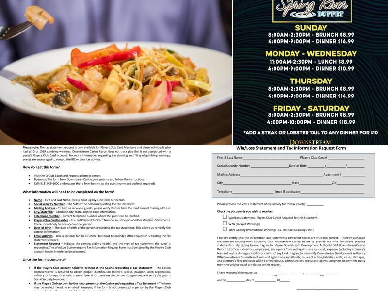 Spring River Buffet Menu