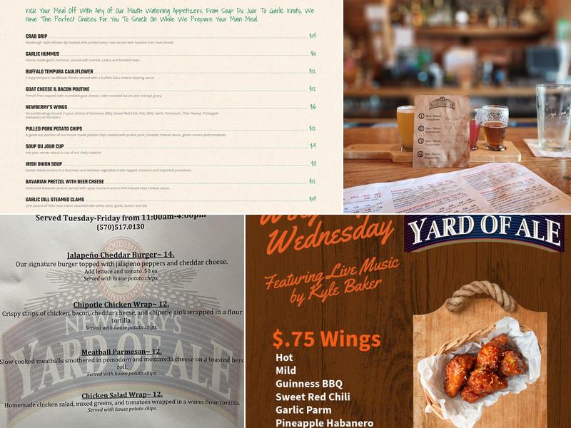 Newberry's Yard of Ale Menu