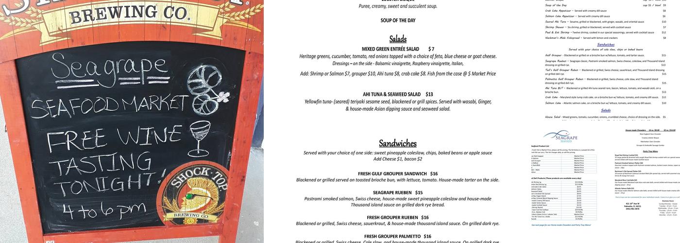 Seagrape Seafood Menu
