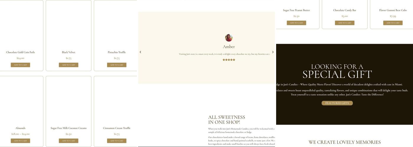 Jan's Homemade Candies Menu