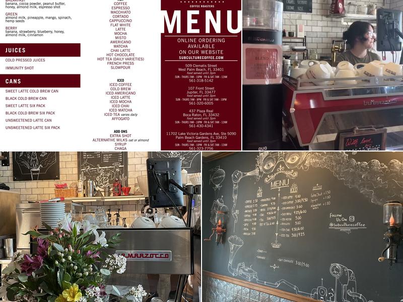 Subculture Coffee Menu
