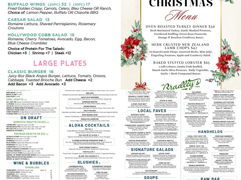 E.R. Bradley's Saloon Menu