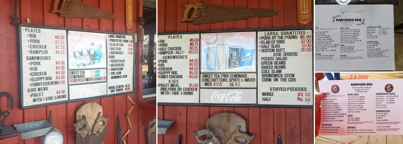 BARNYARD BBQ Menu