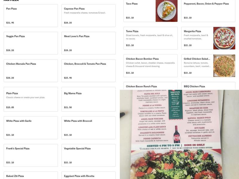 Tuscana Pizza & Pasta Menu