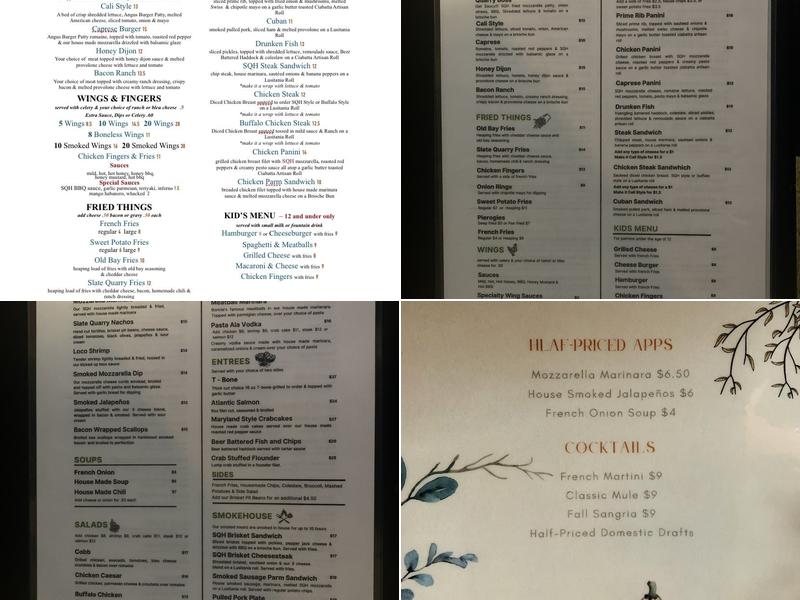 Slate Quarry Hotel Menu