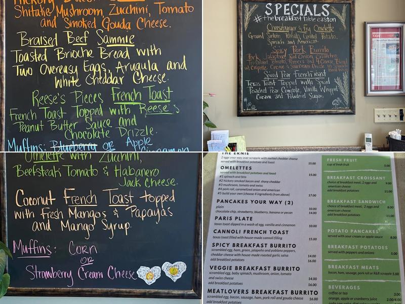 Breakfast Table Menu
