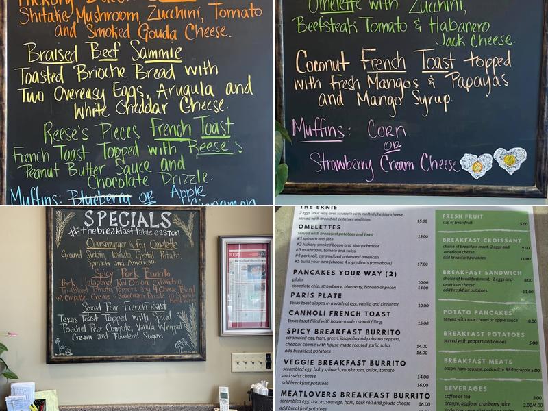 Breakfast Table Menu