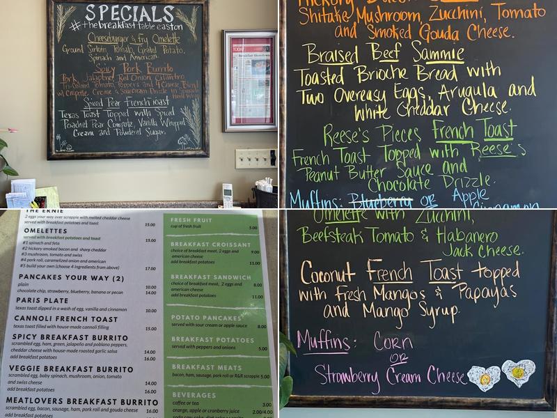 Breakfast Table Menu