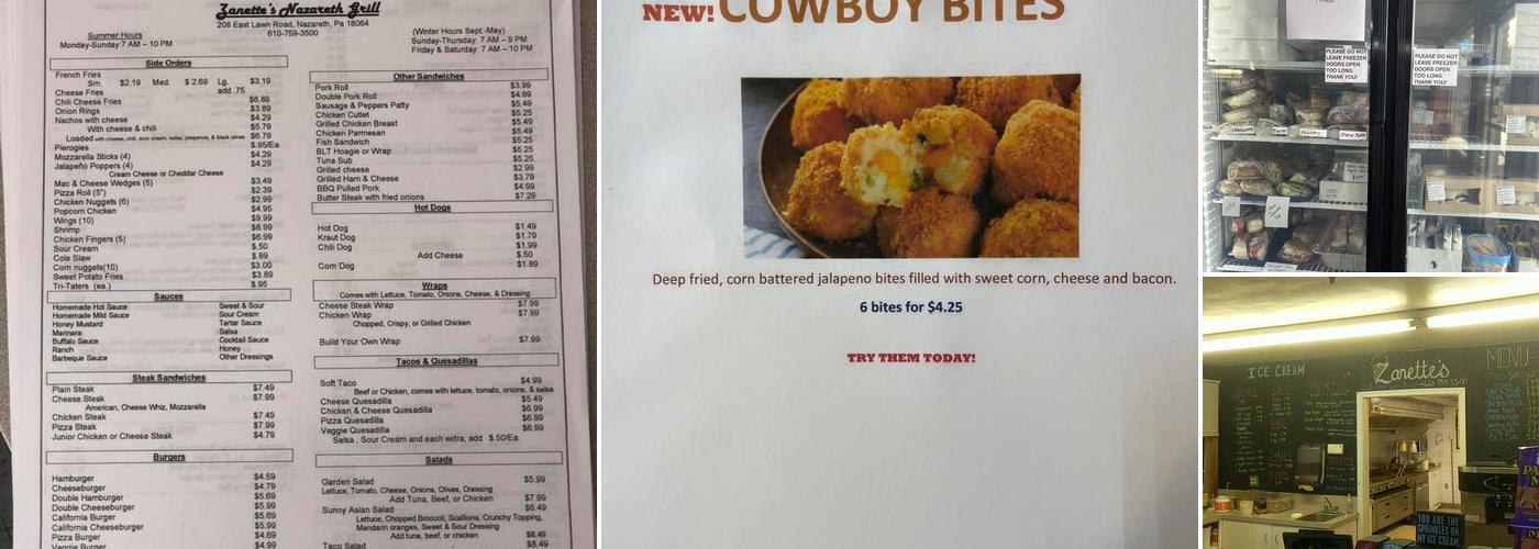 Zanette's Nazareth Grill Menu