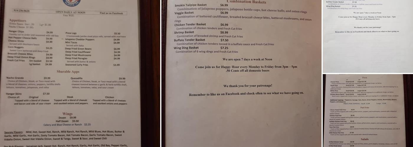 Hangar 453 Restaurant & Pub Menu