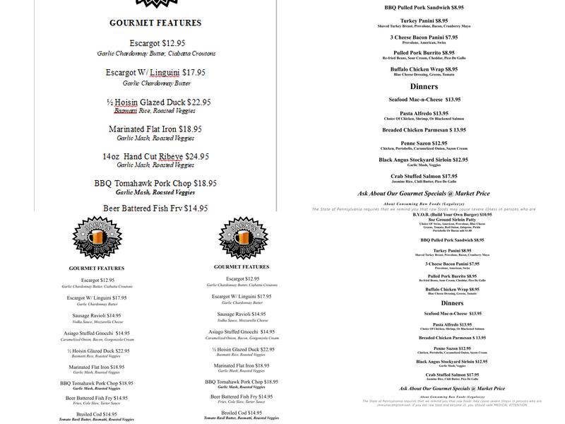 Jack's Tap House Menu