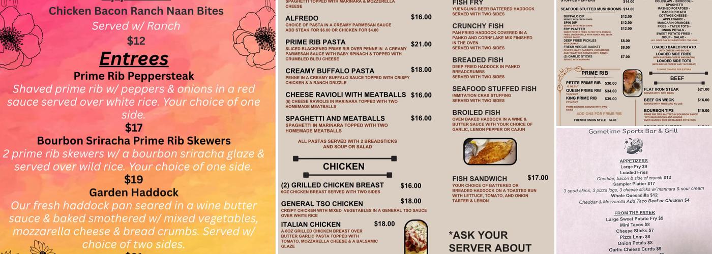 Game Time Sports Bar & Grill Menu