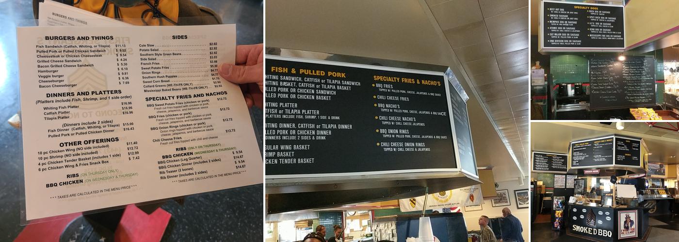 First Sergeant's Smoked BBQ Menu