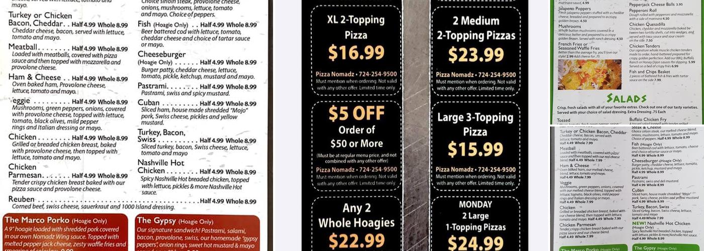 Pizza Nomadz Menu