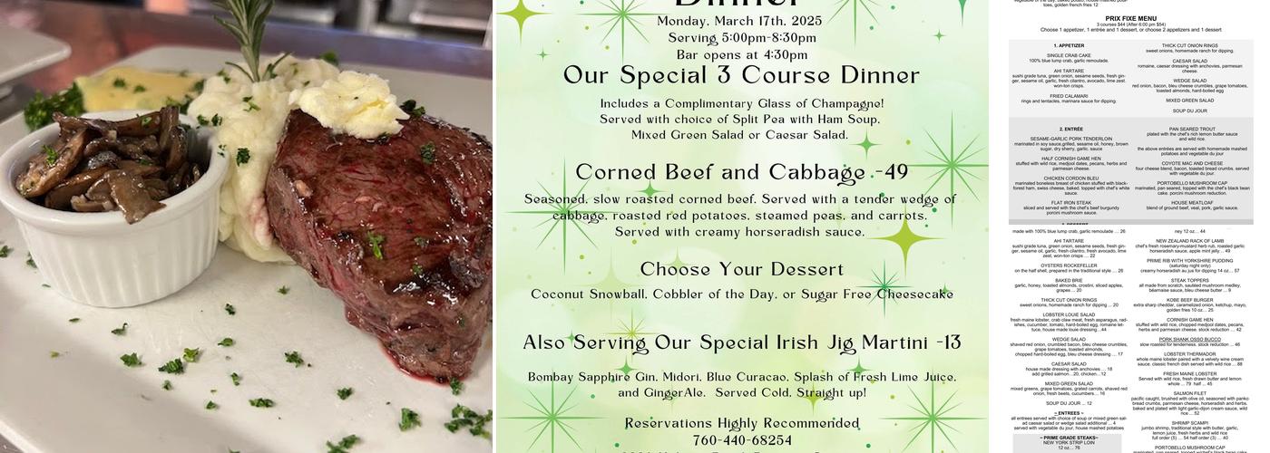 Coyote Steakhouse Menu