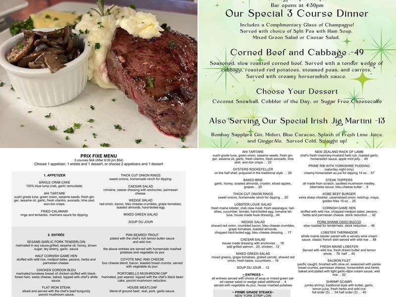 Coyote Steakhouse Menu