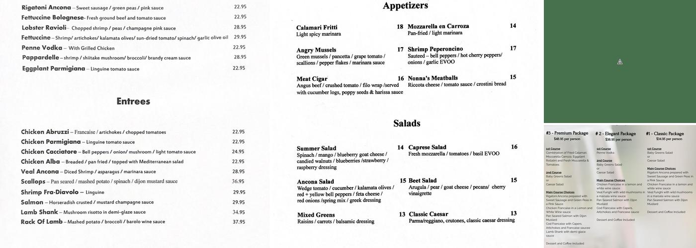 Ancona Bistro Menu