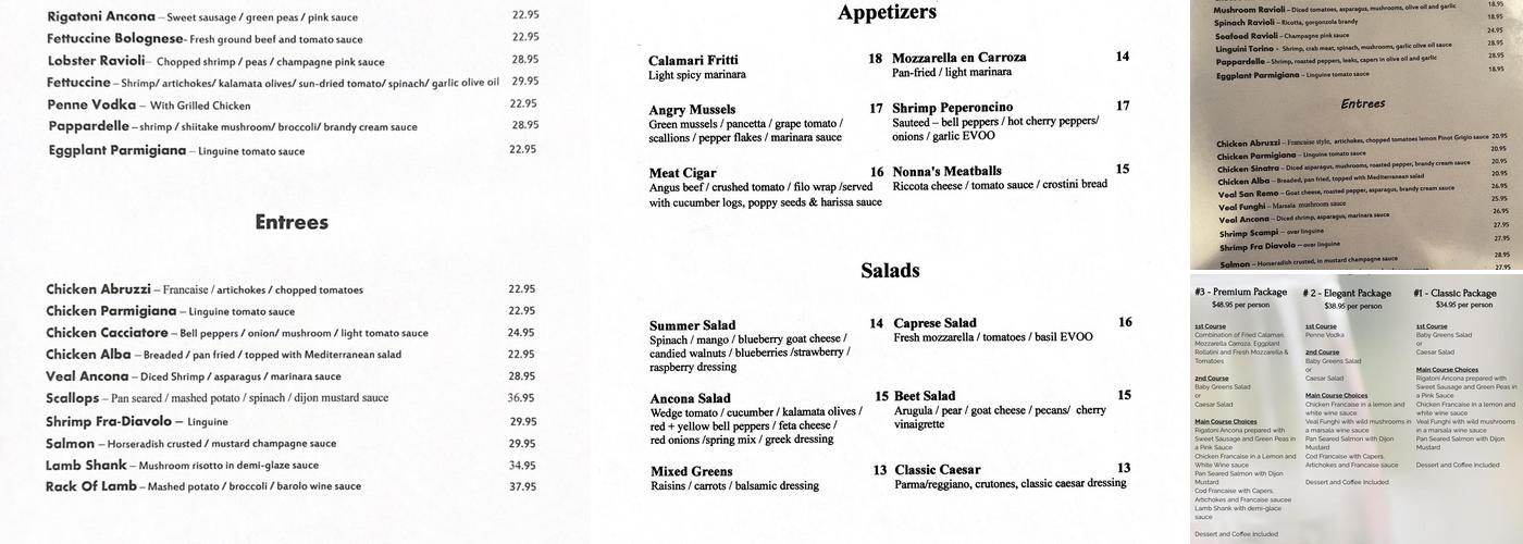 Ancona Bistro Menu