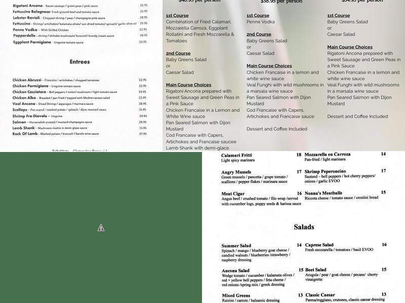 Ancona Bistro Menu