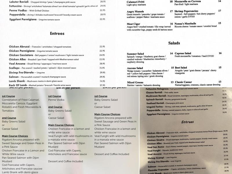 Ancona Bistro Menu