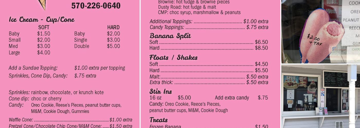 Gresham's Ice Cream Shoppe Menu