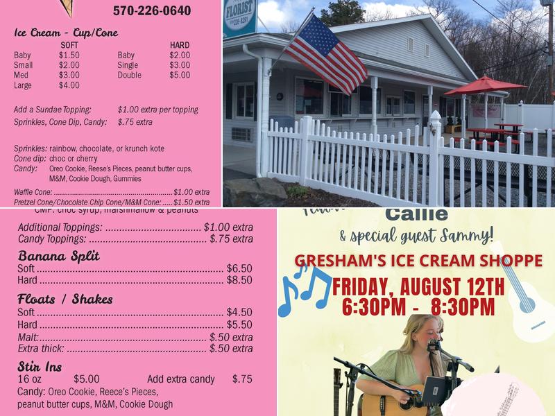 Gresham's Ice Cream Shoppe Menu