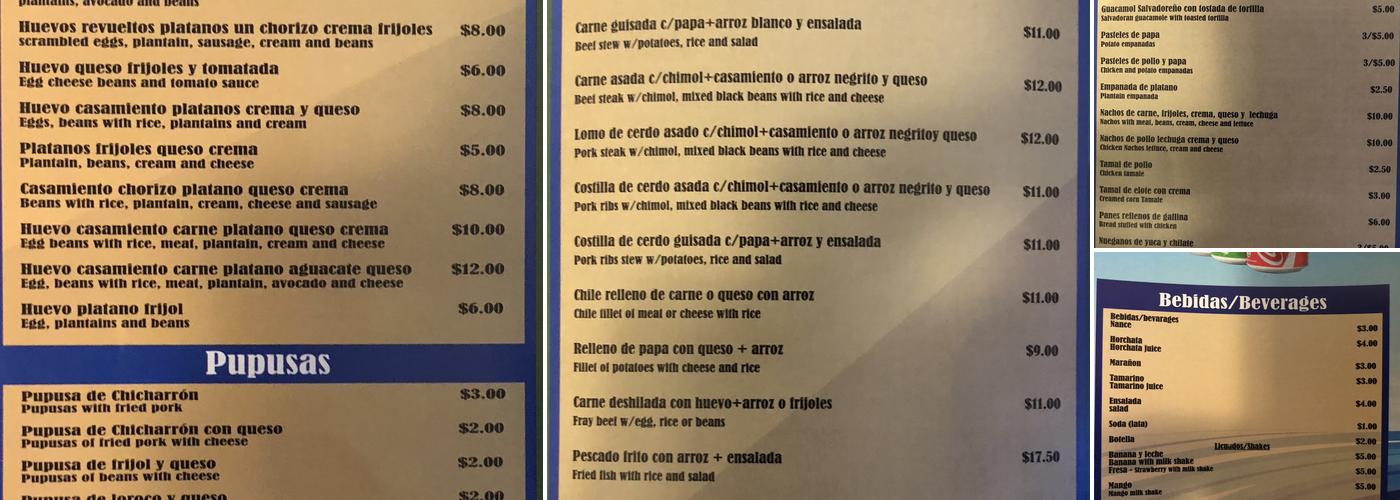Tipicos Olga Restaurant Menu