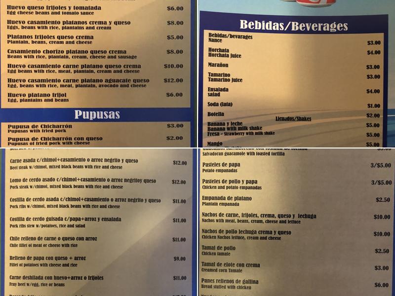 Tipicos Olga Restaurant Menu