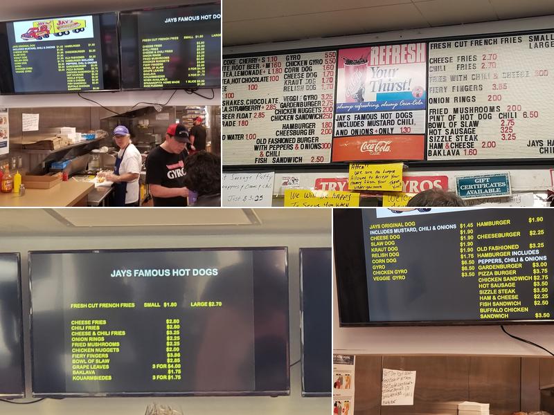 Jay's Famous Hot Dogs Menu