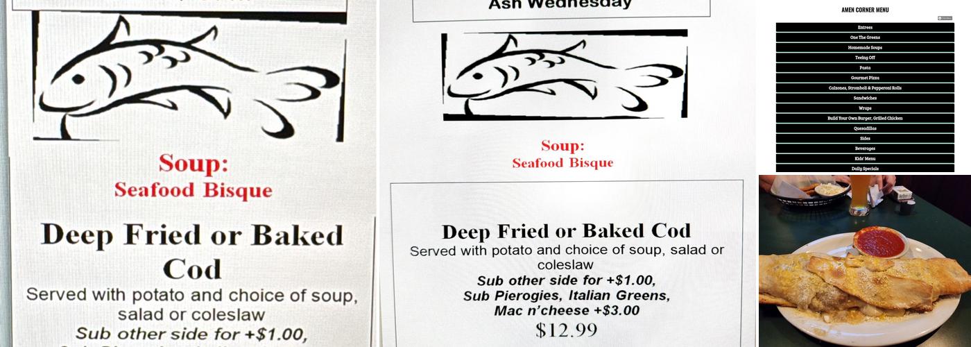 Amen Corner Menu