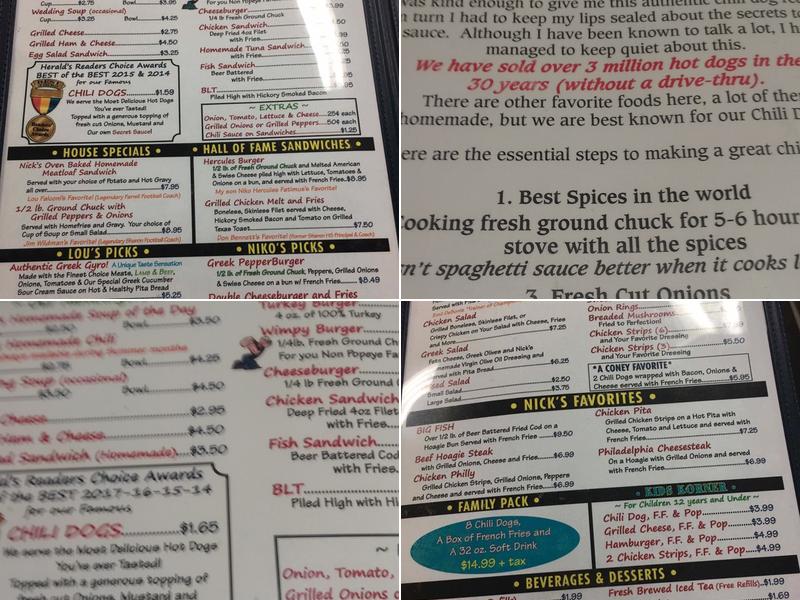 Coney Island Niko Lou's Menu