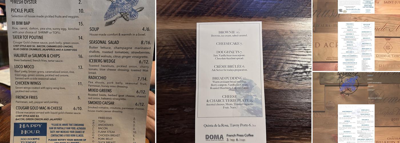 Midtown Bluebird Menu