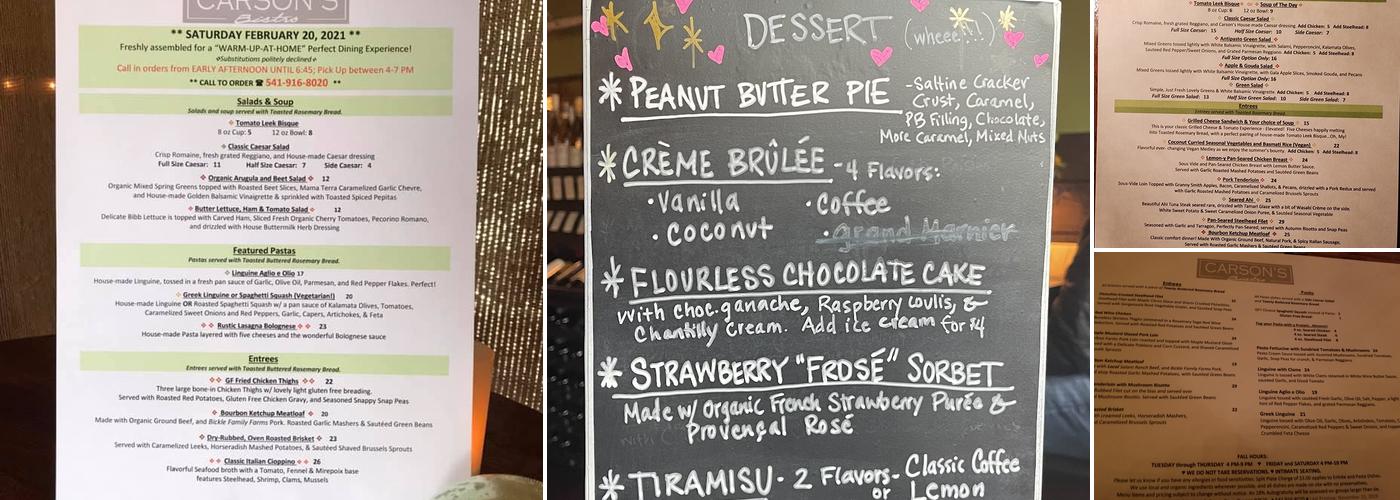 Carson's Bistro Menu