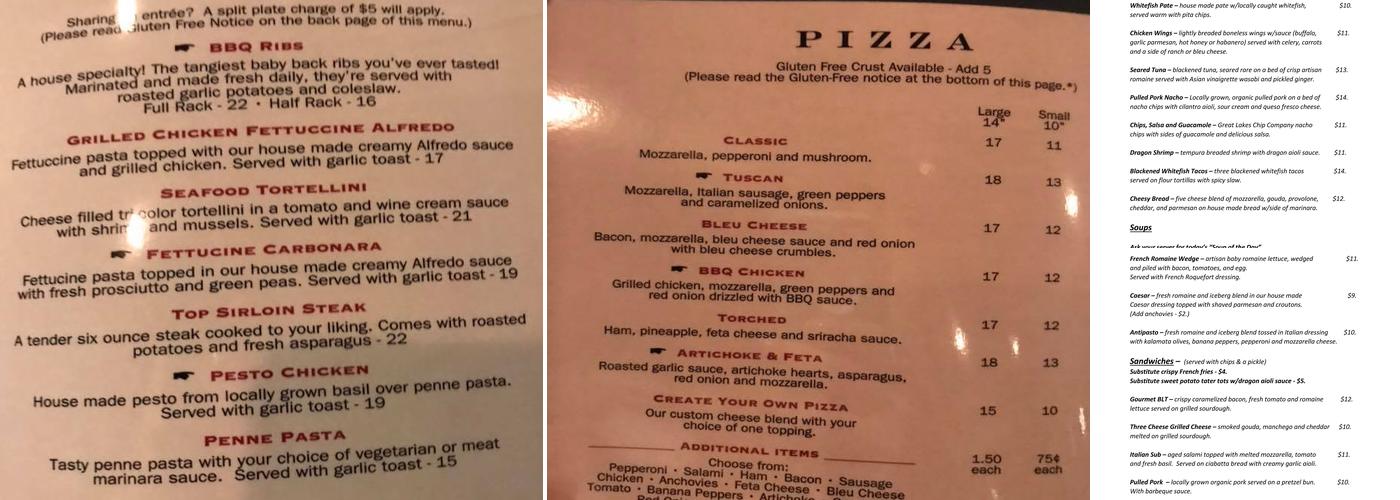 Sarducci's Creekside Menu