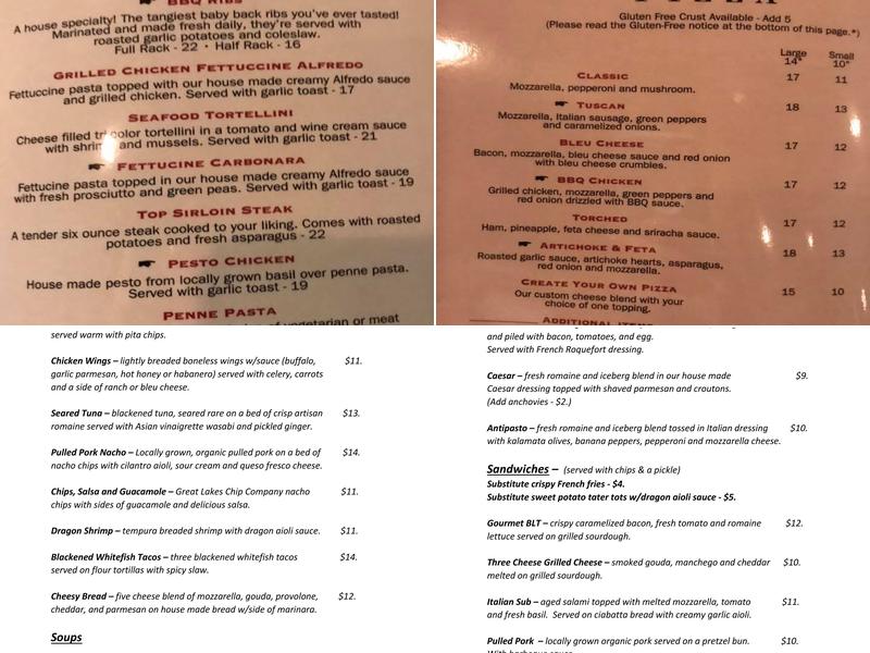 Sarducci's Creekside Menu