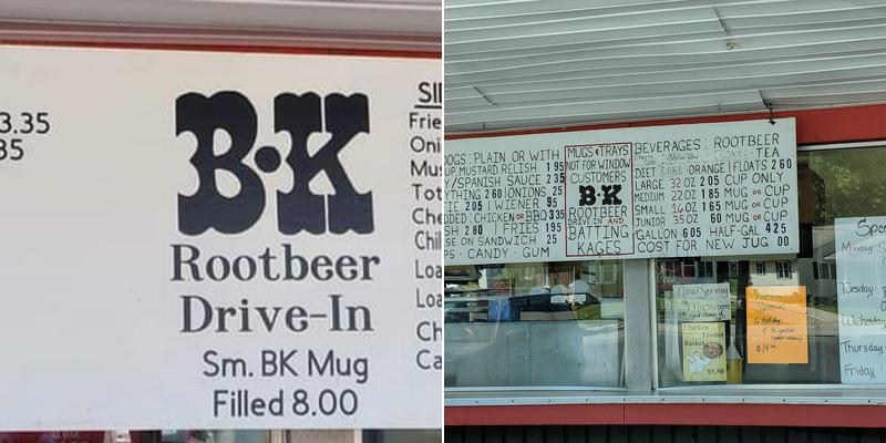 B & K Rootbeer Menu