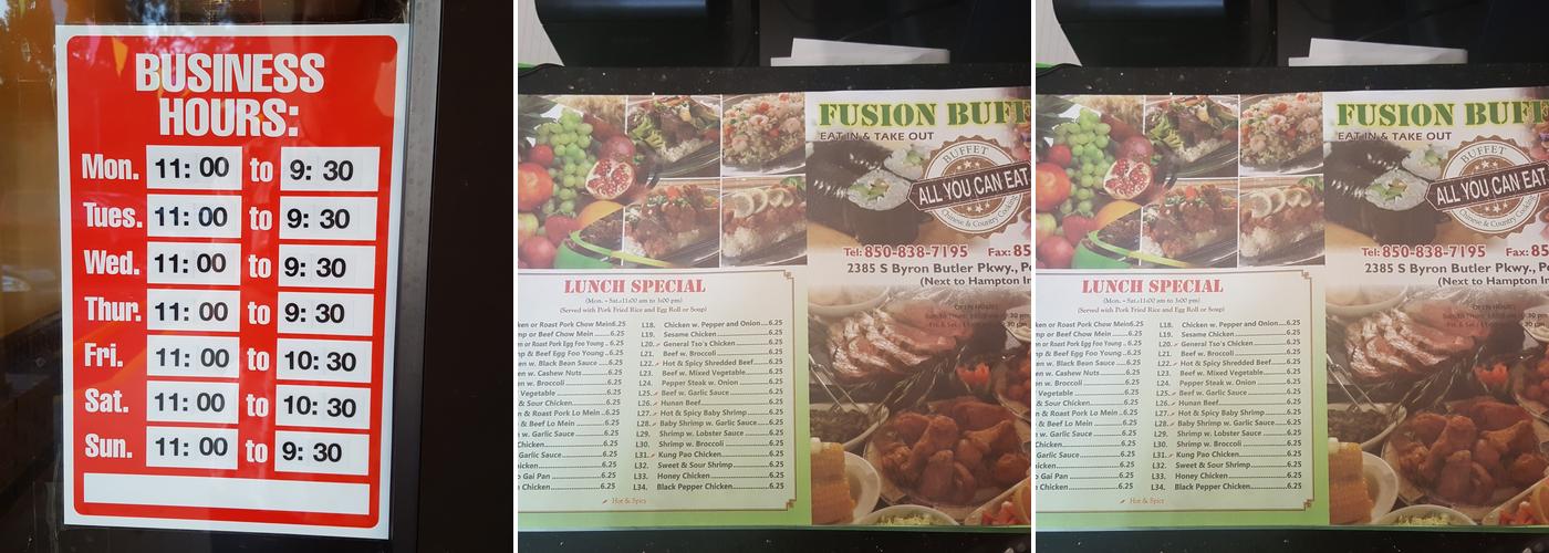Fusion Buffet Menu
