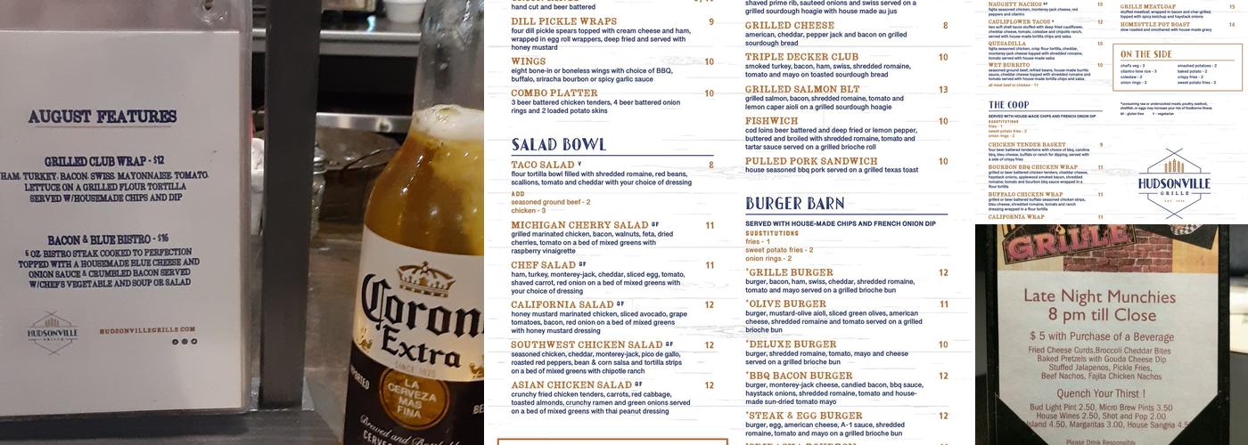Hudsonville Grille Menu
