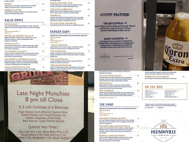 Hudsonville Grille Menu