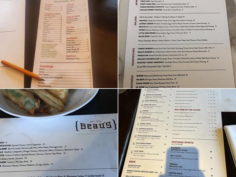 Beau's Grillery Menu