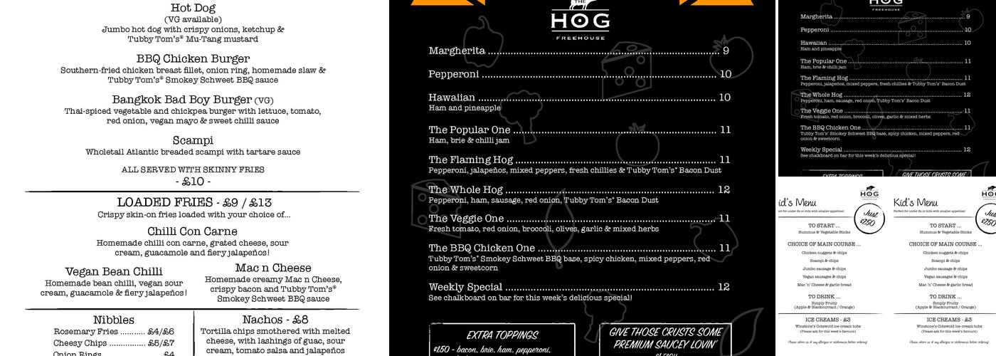 The Hog Menu