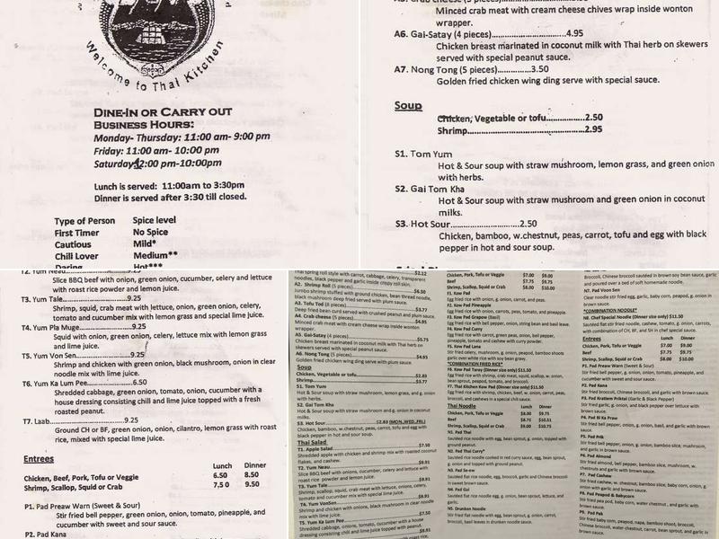 Thai Kitchen Menu