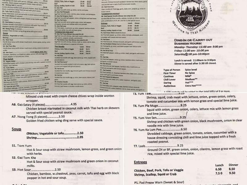Thai Kitchen Menu