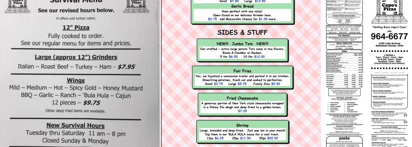 Capo's Pizza III Menu