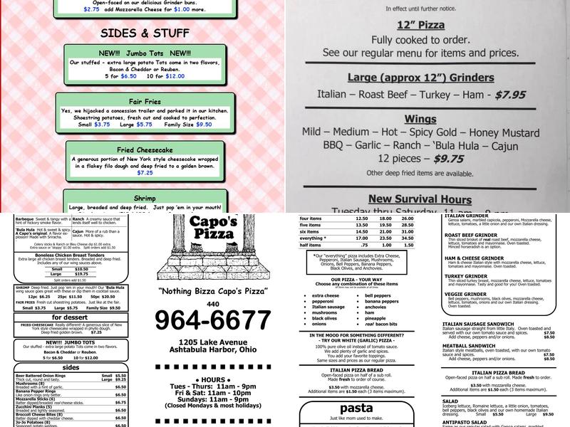 Capo's Pizza III Menu