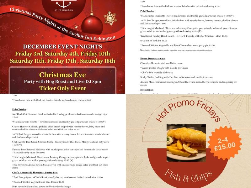 The Anchor Pub and Quality Inn Menu