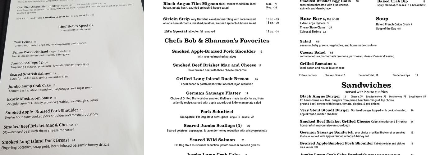 Stoudts Brewing Company Menu