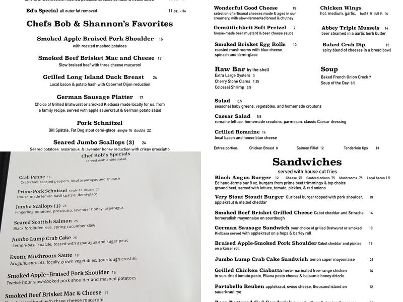 Stoudts Brewing Company Menu